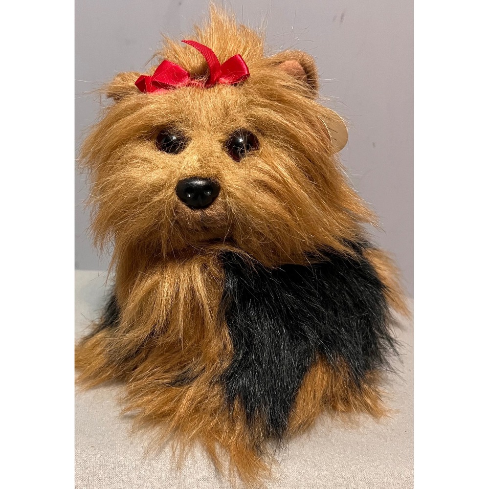 Ty‎ Classic Yappy Yorkshire Terrier Plush Dog 1995 Vintage Yorkie Red Bow 8"